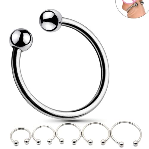 Metal Cock Ring Penis Rings 6 Piece Set Stainless SteelChastity Tightrope Locking Sperm Enhance Men’s Long-Lasting Couples or Male Sex Toys