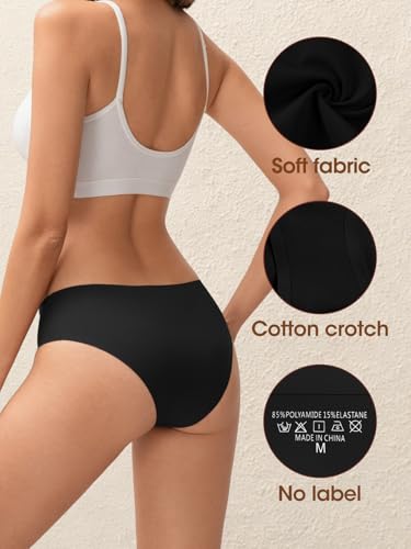 Image of AIVEITE Women's Seamless Underwear No Show Bikini Panties Cheeky Low Rise Breathable Silky Invisible Briefs 6 Pack