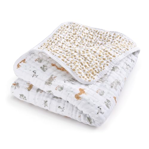 Image of aden + anais Essentials Dream Blanket, Muslin Baby Blankets for Girls & Boys, Ideal Lightweight Newborn Nursery & Crib Blanket, Unisex Toddler & Infant Bedding, Shower & Registry Gift, Giraffe Safari