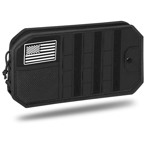 LEYACS Car Sun Visor Organizer, Car Visor Organizer with Multi-Pocket Net Zipper, Sun Visor Storage with Multiple Storage Compartments for Universal Most Vehicles, 1 Pcs, Black