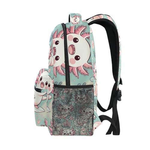 Kids Back Pack, Lightweight Travel Bookbag, Ideal for Ages 6–14, Cute Cartoon Axolotls4