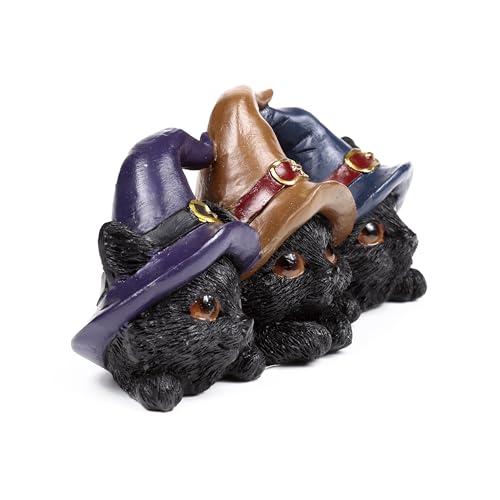Puckator Witches Black Cat Trio in Witches Hats, Ornaments For The Living Room Home, Gothic Witch Gifts - Image 4