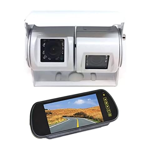 Motorhome Van Dual Twin 12v Commercial Reversing Reverse Rear View Parking Camera (Camera With 7" Mirror Monitor) Cover