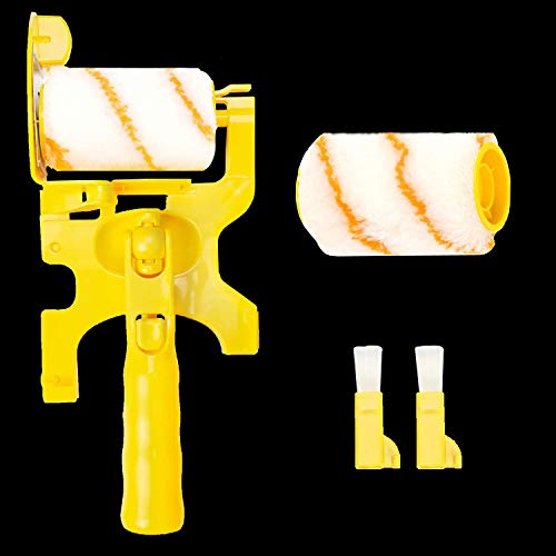 Paint Edger Roller Brush Paint Edger Tool Clean Up Paint Edger Combo Kit with 2 Replacement Rollers and 2 Brushes for Walls Ceiling Indoor Outdoor Painting