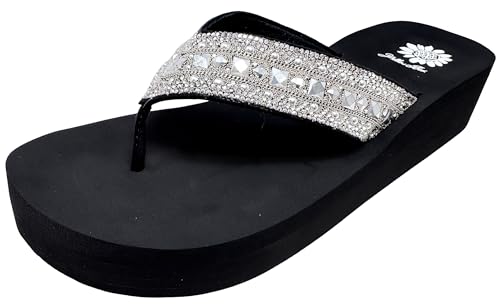 Yellow Box Women's Callie Wdge Sandal, Round Toe, 1.75 Inch Heel, 1 Inch Platform, Comfortable Flip-Flop