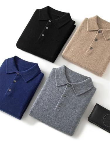 Men Cashmere Sweater Fall Winter Lapel Business Casual Warm Knit Pullovers Soft Warm Long Sleeve Jumper2