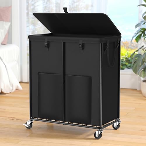 Image of 250L Laundry Hamper with Lid, Rolling Laundry Basket with Wheels and Bag | Sturdy Metal Frame / Removable Bag with Handles / Large & Tall / Suitable for Bedroom, Laundry Room, Bathroom, Dorm