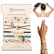 5 Pcs Hair Tie Bracelets for Women, Western Cowboy Hat & Boot Design Boho Hair Ties, No-Pull, No-Damage Elastic Hair Bands for Fine & Thick Hair Ponytail Holders