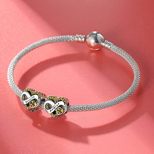 Dazlily August Birthstone Charms 925 Sterling Silver Love Heart Charms, Happy Birthday Charms For Bracelet Necklace Valentine's Day Mother's Day Jewelry Gifts For Women Girls (August) #TOP1