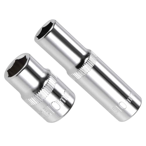 Image of CoCud 6-Point Socket, 3/8" Drive 10mm Deep, Polished Chromed CR-V Metric Deep and Shallow Impact Socket - (Applications: for Ratchet Torque Electric Wrenches Car Repair), 2-Pieces
