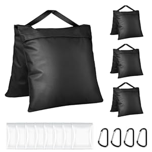 Evekea Sandbags Weight Bags for Photo Studio Photography Video Equipment, 4 Packs Empty Sandbag Set for Backdrop Stand, Photo Tripod, Canopy, Pop up Tent, Umbrella Base, Picnic Table,Fishing Chair