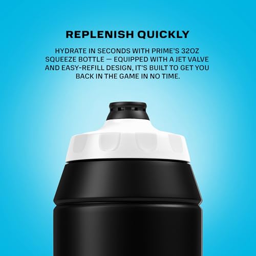 Image of PRIME 32 oz Black Graffiti Squeeze Sports Water Bottle, BPA Free, Dishwasher Safe, Easy-Grip Ergonomic Leakproof Design, Fast Hydration for Gym, Cycling, Running