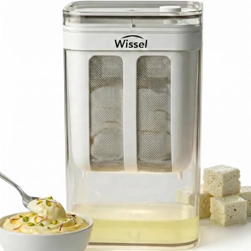 Image of Wissel Paneer Maker and Hung Curd Maker for Homemade Thick Greek Yoghurt & Shrikhand | Stainless Steel Mesh Yogurt Strainer | BPA-Free Plastic Container Whey Separator | Kitchen Essentials