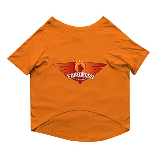 Image of Ruse Crew Neck Half Sleeves T-Shirt for Dogs IPL Replica Funrisers Hyderabad Team Dog Cotton Jersey Printed Breathable Tees Apparel for Pet - Gift for Dogs (Chihuahuas, Papillons) (Orange, XXS)