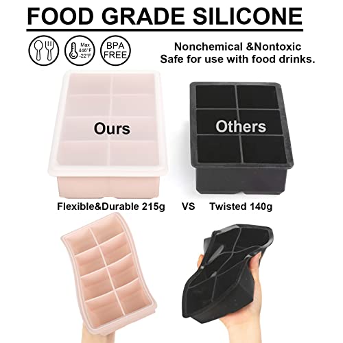 Lessmo Ice Cube Tray With Lid - 2 Pack Large Silicone Ice Tray Molds For Freezer, Bpa Free, Big Square Ice Cube For Whiskey, Cocktails, Baby Food, Juices #TOP2