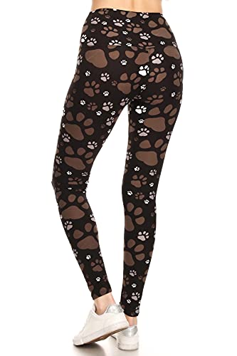 Leggings Depot High Waisted Camouflage & Multiple Print Leggings For Women-5" Yoga-R933, Tawny Paws, Plus Size #TOP2
