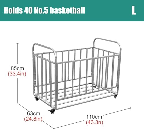 Sport Equint nizer – stojak na piłki do użytku wewnątrz/na zewnątrz, bardzo duża koszykówka Sto do siłowni i szkół oraz oszczędność miejsca
