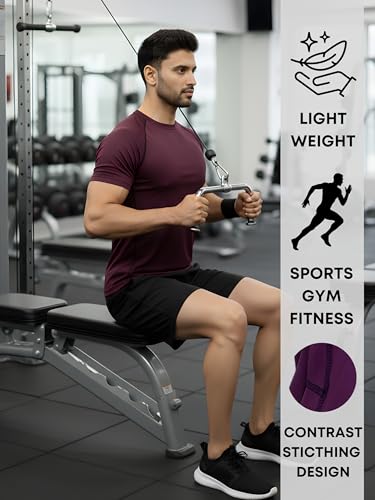 Image of White Moon Men's Round Neck Half Sleeve Regular Fit Lightweight Quick Dry Activewear Gym T Shirt for Workout Training Running and Activities Combo Pack of 2