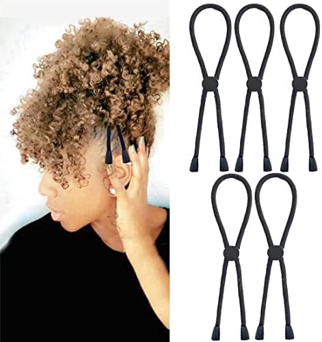 MILAMIYA NEW Adjustable Headband Hair Tie for Thick Heavy Natural Kinky & Curly Hair. Adjustable Sizing for the Afro Puff Ponytail, Hair Bun, High Puff and Updos (C-1 Count (Pack of 5))