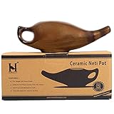HealthGoodsIn - Porcelain Ceramic Neti Pot for Nasal Cleansing with 10 Sachet Neti Salt and...