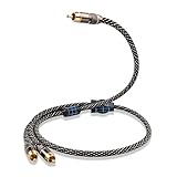 YYTCG Audiophile HiFi Audio RCA Cables - RCA Splitter 1 Male 2 Male,15 AWG,4N OFC Core,Gold-Plated Plugs,with Nylon Braid,Subwoofer Cable,Compatible with Amplifier,CD Player,Turntable(1.64ft/0.5m)