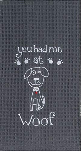 Kay Dee Designs F0778 Woof Embroidered Waffle Towel
