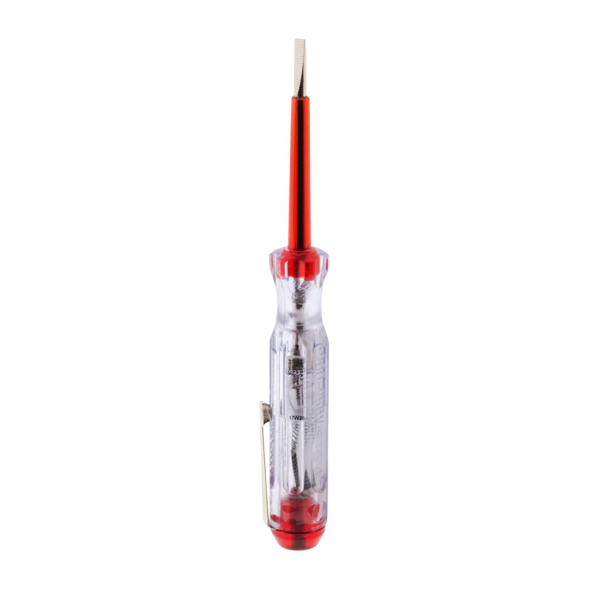 Zenitech - Destornillador Probador de Corriente Ancho Plano 3,5 x 140 mm - Rojo - Tensión Máxima 250V - Señal Luminosa para Detección Fácil - Frecuencia 50Hz - Para Electricistas y Aficionados