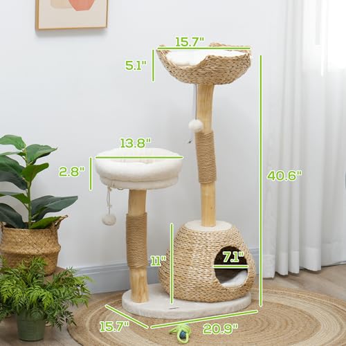 Torre para gatos PawHut interior 20.9x15.7x40.6 pulg miniatura 7