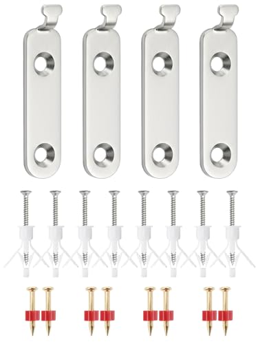 BYSMAH Heavy Duty Picture Hooks 4 Pack Mirror Wall Hangers Including Solid Wall & Plasterboard Screws and Plugs Up to 40KG Invisible Picture Hanging Kit for Mirrors Art Canvas & Frames(28pcs)