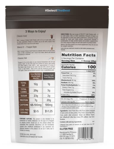 Pescience Select Cafe Protein, Iced Mocha, 5 Servings, Coffee Flavored Whey And Casein Blend #TOP3