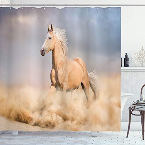 Ambesonne Horses Shower Curtain, Palomino Horse in Sand Desert Blonde
