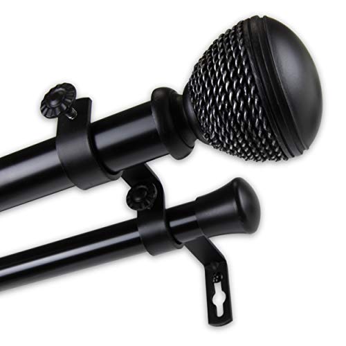 Rod Desyne 1" Braided Double Curtain Rod, 48-84", Black #TOP2
