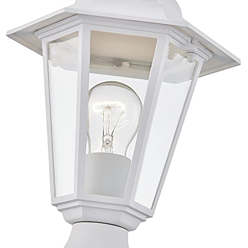 Outdoor Post Lights, Lamp Post Light Fixture With E26 Socket, White Exterior Post Lantern With Clear Glass Shade, Pillar Outside Lighting For Walkway, Driveway, Carriage, Anti-Rust & Waterproof #TOP5