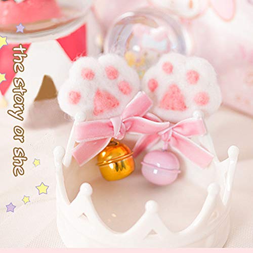 Yomorio Womens Cute Cat Paws Headwear Girls Bowknot Bells Hair Clip Lolita Anime Cosplay Costume Brooch (Pink) #TOP5
