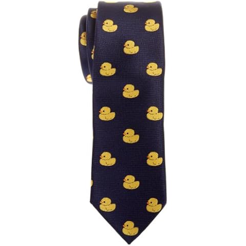 Retreez Classic Rubber Duck Woven Microfiber Skinny Tie - Navy Blue Cover