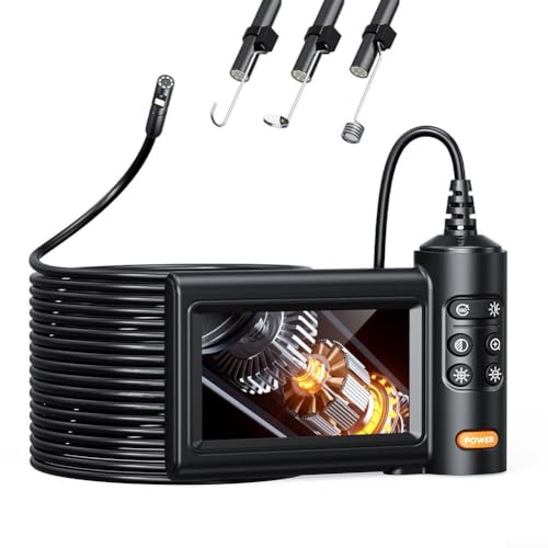 ZAMETTER Probador de mantenimiento industrial, cámara de inspección endoscópica industrial profesional de doble lente endoscopio 1080P cámaras de inspección de boroscopio digital con luz LED para