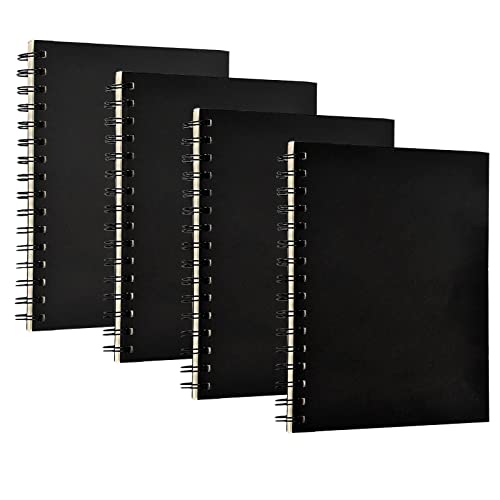 4 Pack A5 Sketchbook, Spiral Cover Blank Page Sketch Book Sketch Pad, Kraft Cover Sketch Drawing Pad Art Book, 50 Sheets Blank Paper Sketch Book for memos, Painting and Graffiti(Black)