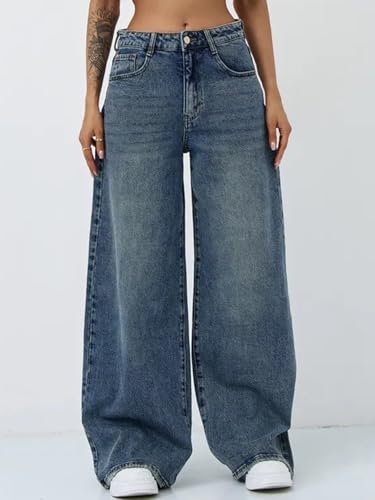 Image of KOTTY Women's High Waist Wide Leg Jeans | Relaxed Fit Comfortable Denim Pants for Women