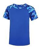 Roadbox Boys Rash Guard Swim Shirt Short Sleeve, Kids Youth UPF 50+ UV Sun Protection Rashguard Water Shirt, SPF Fishing Surfing Beach Shirts Dark Blue