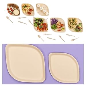 Disposable Tableware – 50pcs Brown High End Party Plates – Premium Bamboo Plates Set for 10-10 Appetizer Plates 10 Dinner Plates 10 Forks 10 Spoons 10 Knives – Fancy Disposable Plates