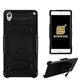 PimpCase Compatible with Xperia Z3, Durable Armor Rugged Hard Shell Silicone Interior Black Phone Cover with Kickstand and Belt Clip Holster
