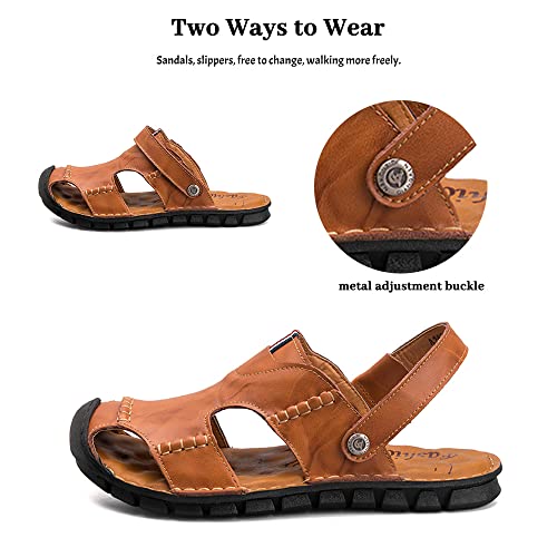 Maylrvjv Men's Sports Sandals Non-Slip Wear-Resistant Closed-Toe Flat Sandals Two Ways To Wear Ankle Strap Fisherman Sandals Slippers #TOP4