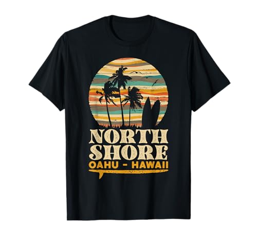 Vintage North Shore Oahu Hawaii Sunset Surf - Wave Riders Camiseta