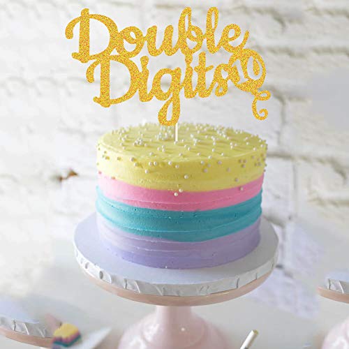 Double Digits Cake Topper, 10Th Birthday Cake Topper, Double Digits Tenth Birthday Party Cake Supplies Decorations #TOP3