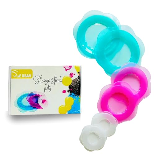 Silicone Stretch Lids - Kitchen Gadgets & Essentials - Storage Containers for Bowls with Lids - Kitchen Must Haves for Food Storage - 6-Pack Reusable, Dishwasher Safe, BPA-Free