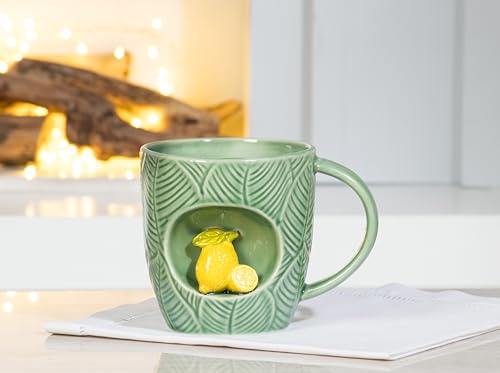 Taza de cerámica Stoneware con diseño limón 12oz miniatura 2