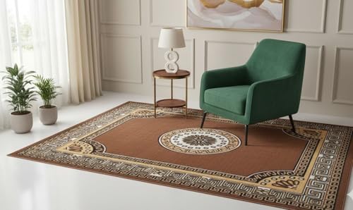 Image of Soft Modern Washable Beautiful Acrylic Rugs for Home Decor Living Room 5x7 Feet (150 x 200 Cm) Gold Color, rectangular