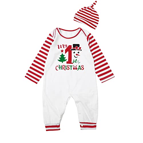 Baby My 1St Christmas Outfit Infant Boy Christmas Romper Long Sleeve One-Piece Jumpsuit+Hat Headband Clothes #TOP6