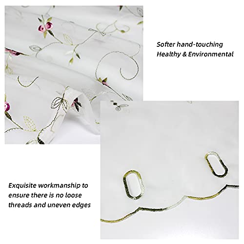Zhh Pastoral Style Valance Flowers Leaves Vine Embroidery Sheer Lace Cafe Curtain Window Valance 23 By 59-Inch, Cream White #TOP2
