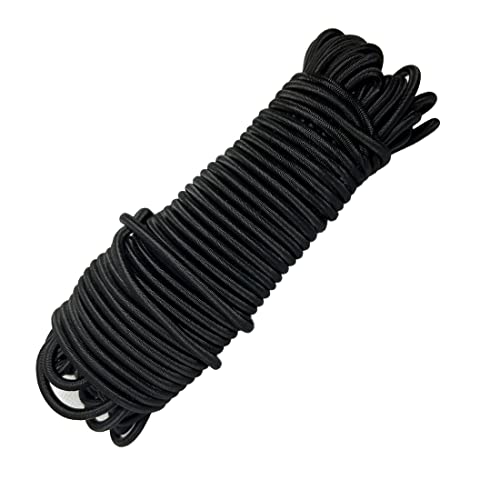1/4" 15Ft Elastic Bungee Nylon Shock Cord, Tunan Heavy Duty Stretch String Elastic Thick Rope Outdoor Diy Crafts - Black #TOP8